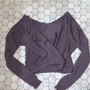Open front/cross over sweater.